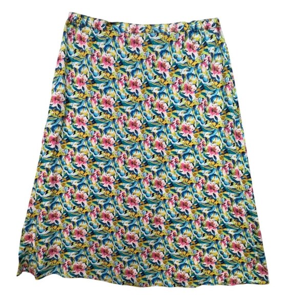 Christopher & Banks Womens Petite Floral A-Line Button-Down Skirt 16P Pink Blue - Picture 8 of 10